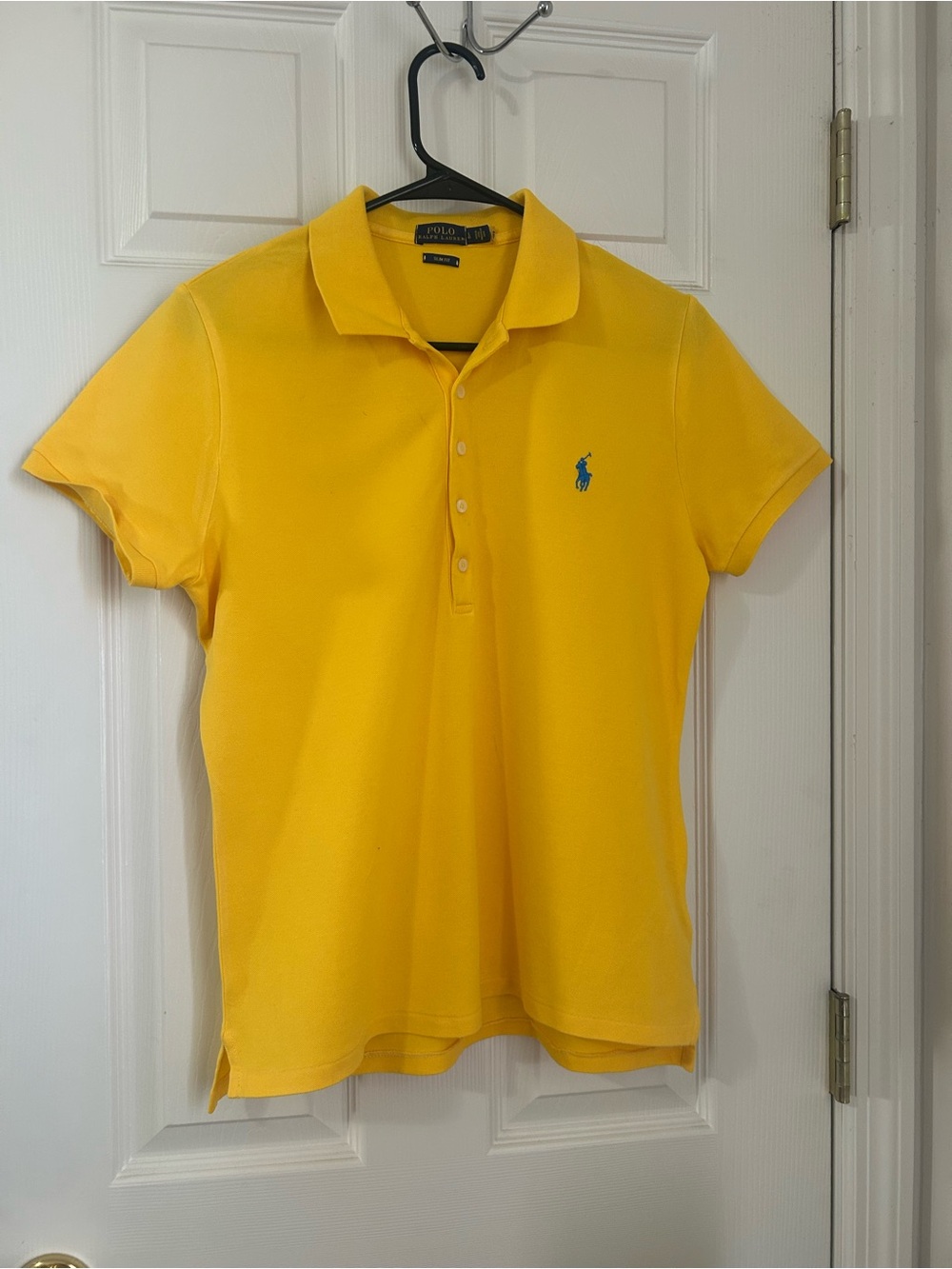 Women Ralph Lauren Yellow Polo Slim Fit with Blue Pony Embroidery - Picture 3 of 6